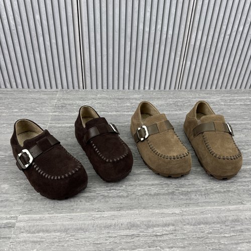 新款厚底加绒羊毛皮带扣乐福鞋潮