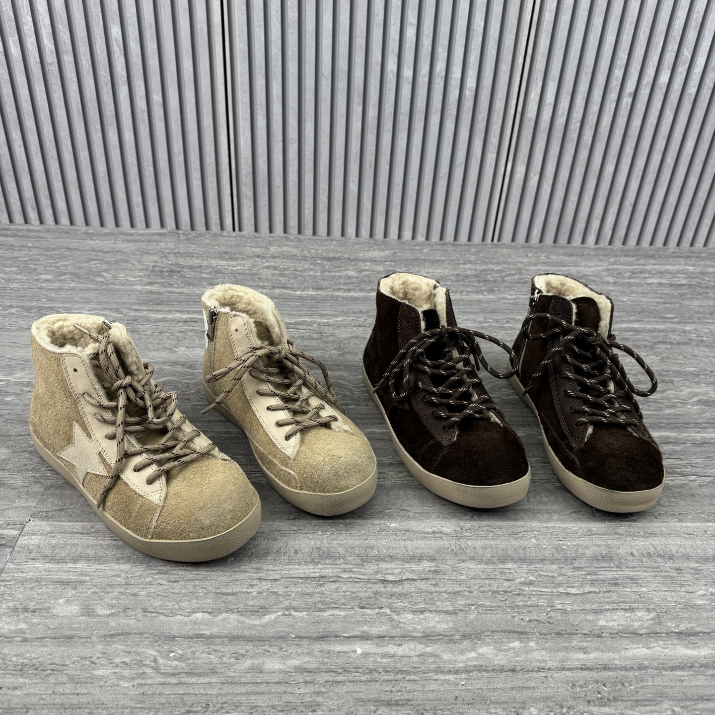 低跟平底系带加绒羊毛雪地靴短靴