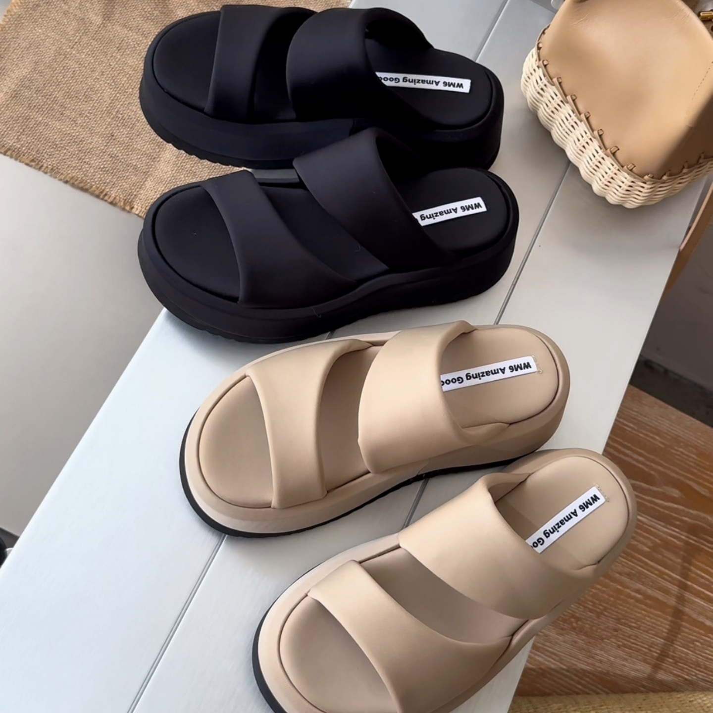 WM6厚底一字拖鞋女2026夏季新款欧货欧洲站增高防滑软底沙滩凉拖