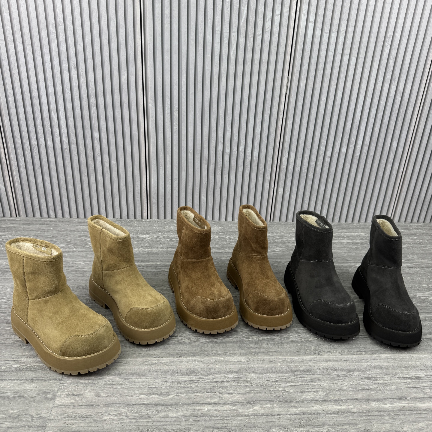 粗跟高跟套筒加绒羊毛雪地靴短靴