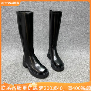 欧货欧洲站真皮女靴2023秋冬新款厚底松糕底骑士高筒长靴烟筒靴潮