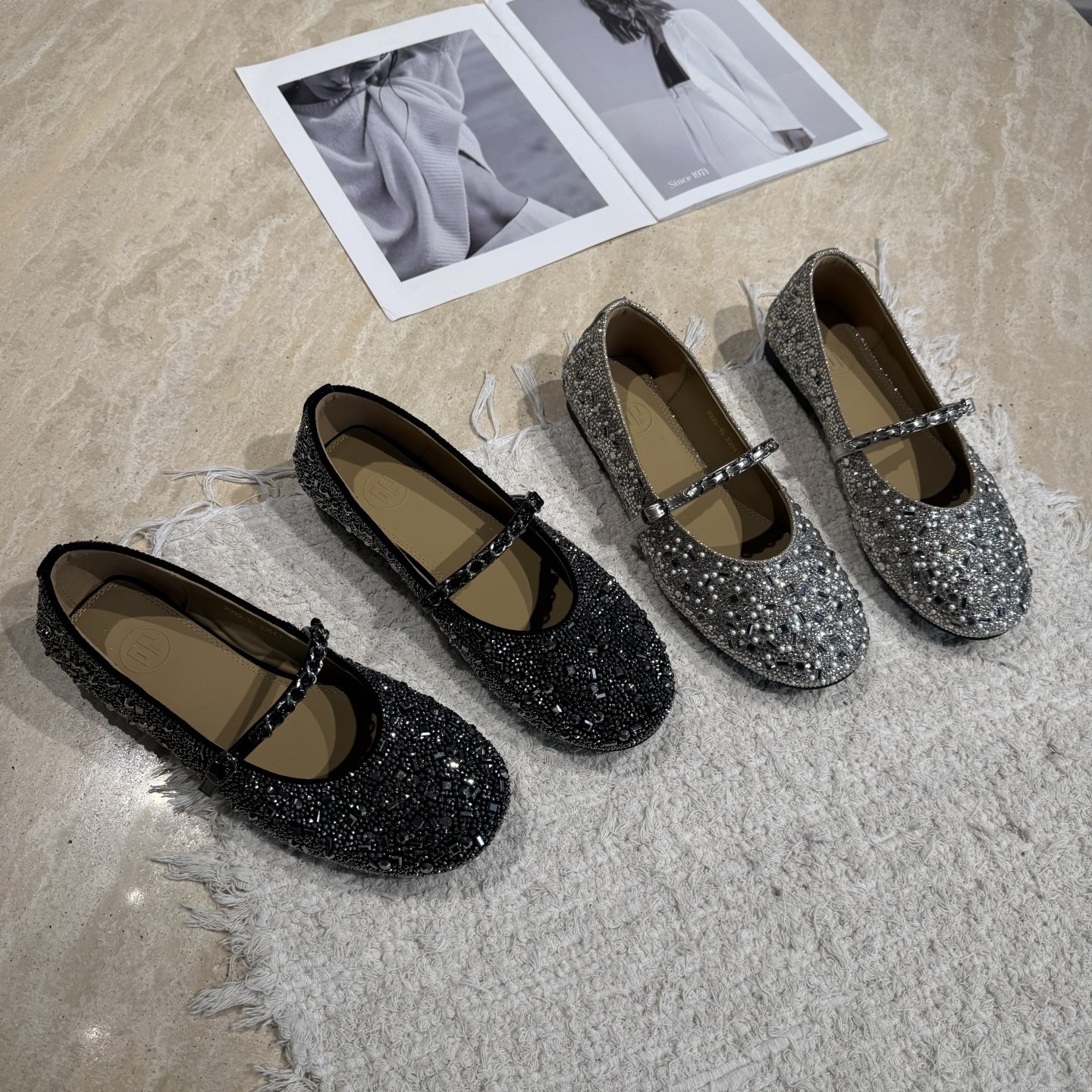 欧货欧洲站法式亮片一字带玛丽珍鞋女2026春季新款平底圆头豆豆鞋,女鞋,乐福鞋（豆豆鞋）,淘宝优惠券,粉丝福利购,淘宝优惠卷