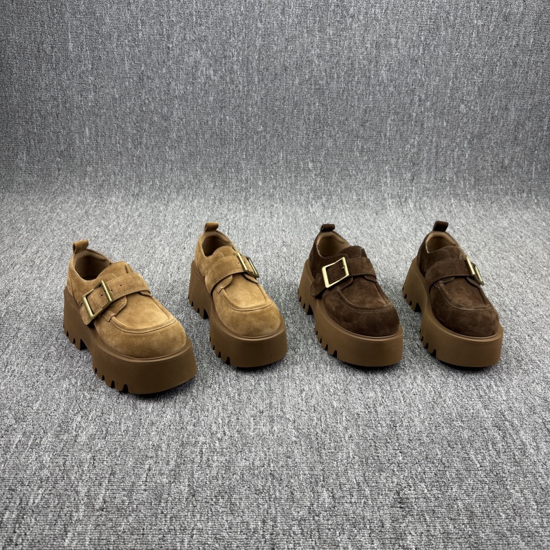 高跟厚底松糕鞋皮带扣复古乐福鞋