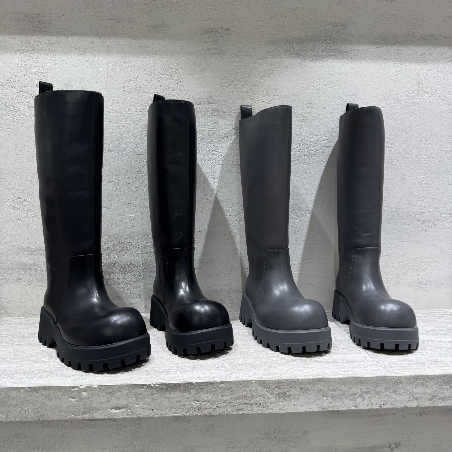 秋新款高跟松糕底骑士靴高筒长靴