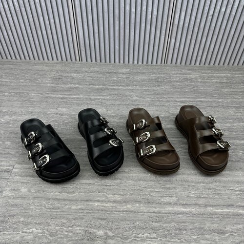真皮羊皮夏季增高松糕女一字拖
