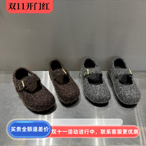欧洲站复古毛呢玛丽珍鞋秋新款
