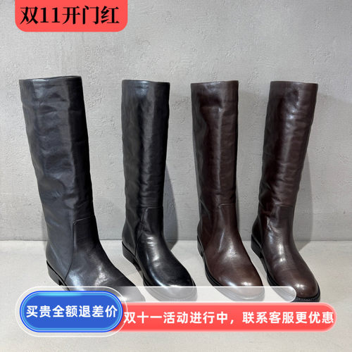 英伦真皮高筒骑士靴女秋冬显瘦