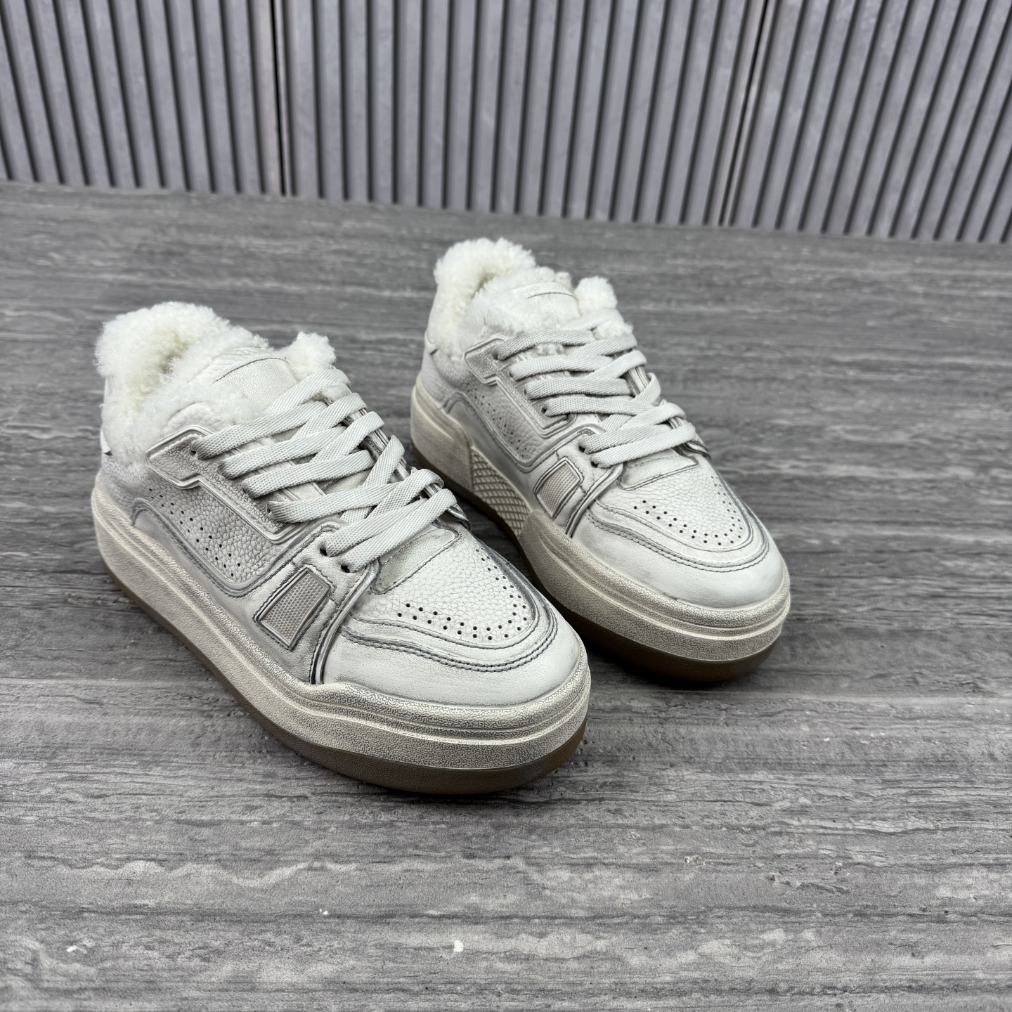 厚底松糕鞋加绒做旧休闲运动鞋潮