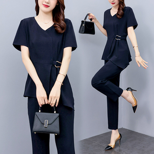 RM8715#夏季新款大码女装胖妹妹气质套装显瘦洋气时髦休闲两件套