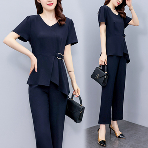 RM8715#夏季新款大码女装胖妹妹气质套装显瘦洋气时髦休闲两件套