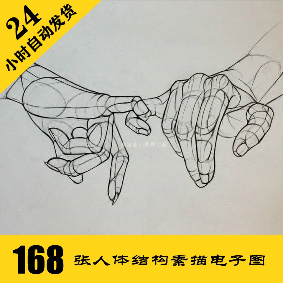 S026 人体结构素描电子图168张 人像速写 零基础手绘素材 