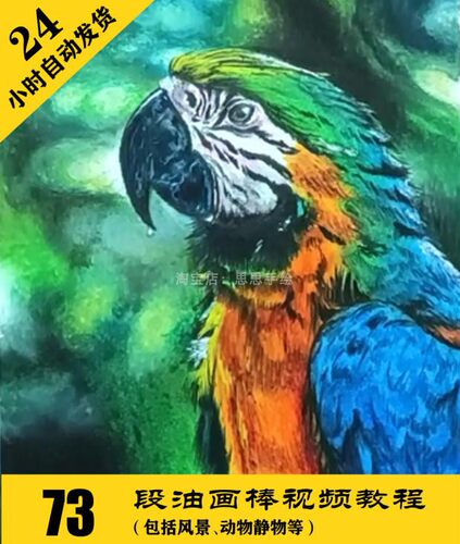 O011 油画棒零基础入门视频教程73节 动物风景手绘课程 持续更