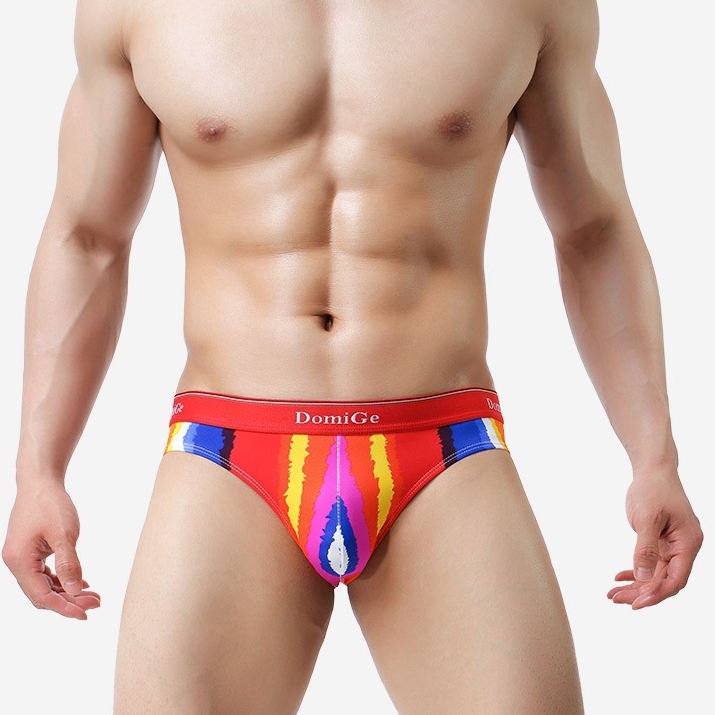 DomiGe杜米国际彩虹性感男士三角内裤5411时尚个性冰丝男式三角裤