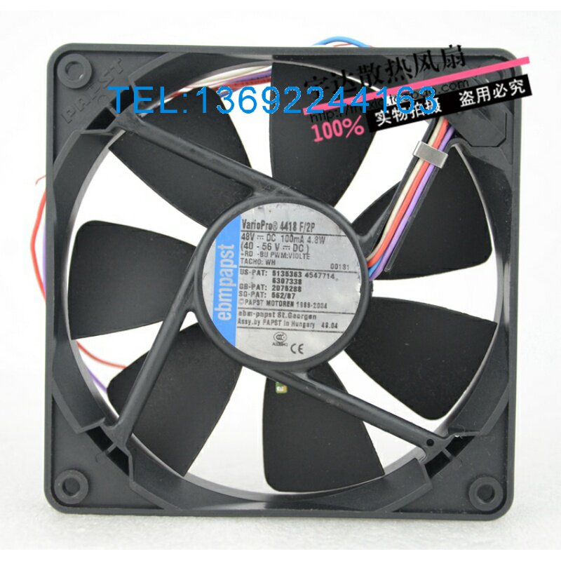原装德国ebmpapst 12cm 12025 48V100mA  4.8W散热风扇4418F/2P - 实物图