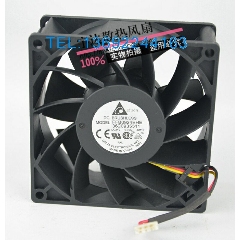 原装台达 FFB0924EHE 24V 0.75A 9038 9CM 主板三针ABB变频器风扇
