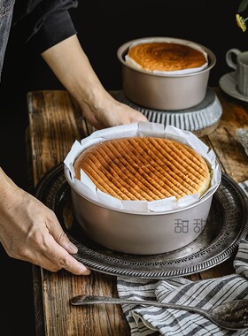 TITIBEAR 金色6寸圆形活底戚风烤盘重型不粘碳钢面包吐司烘焙模具