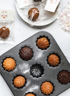 TITIBEAR 9连玛德琳螺旋蛋糕碳钢烤盘迷你香蕉巧克力蛋糕不沾模具