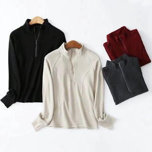 卫衣 秋冬保暖女半拉链保暖打底衫 高定面料 棉羊毛空气立领上衣