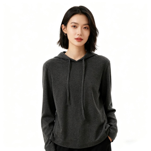 羊毛德绒休闲内搭连帽卫衣女秋冬2025新款发热保暖宽松帽衫上衣