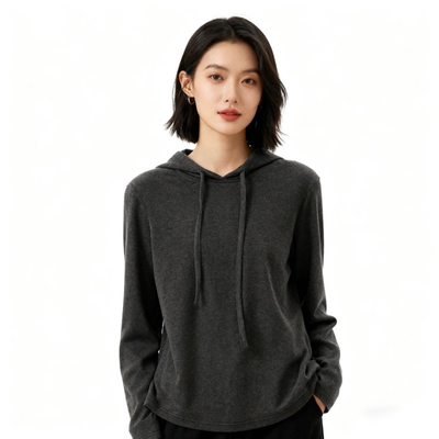 羊毛德绒休闲内搭连帽卫衣女秋冬2025新款发热保暖宽松帽衫上衣