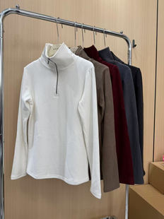 480g加厚3.0德绒秋冬新女半高领套头卫衣加厚保暖长袖 拉链打底衫