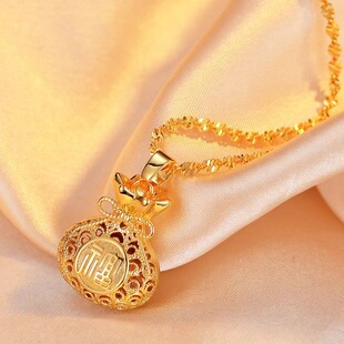 奥特莱斯折扣清仓捡漏18k金镂空福袋吊坠项链女款 国风outlets配饰