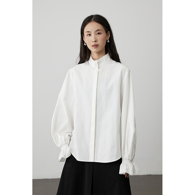 CAREMIND法式典雅木耳花边衬衫