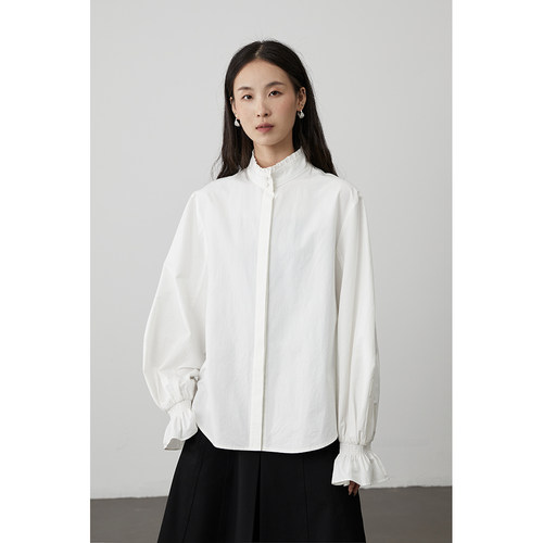 CAREMIND法式典雅木耳花边衬衫