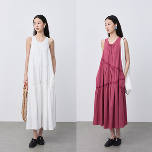 CAREMIND不规则拼接A字背心裙U领温柔松弛感无袖 长裙 安妮日记