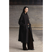 气质大衣 CAREMIND别致牛仔绿小立领廓形风衣外套长款 都市牧游