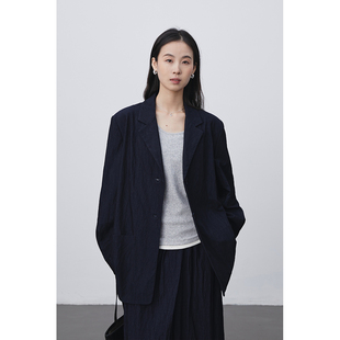 CAREMIND极简复古翻领西装 日常通勤休闲百搭上衣西服 外套女春秋款