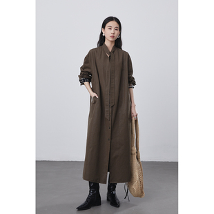 CAREMIND大女主两色风衣式 外套 连衣裙一衣多穿小立领系带通勤长款