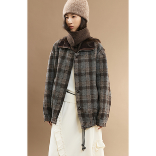 纹夹克摩登翻领短款 CAREMIND复古英伦风格 外套秋冬 诺曼底夹克