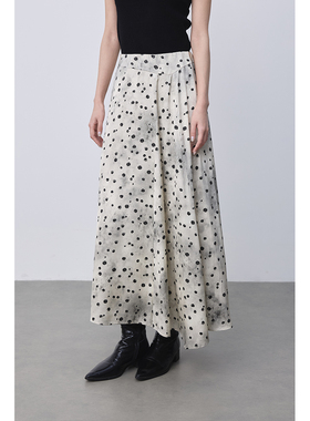 【旧墨点】CAREMIND不规则墨点优雅半身裙高腰遮胯中长款鱼尾裙夏