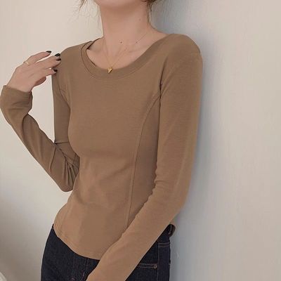 德绒保暖内搭长袖打底衫女2025秋冬不规则设计感洋气小衫T恤上衣