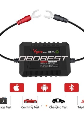 现货Vgate BA100 12V BATTERY ASSISTANT15mA蓝牙4.0汽车电瓶检测