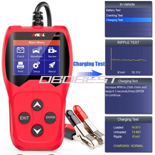 ANCEL BA201汽车蓄电池测试仪220Ah 2000CCA 12V蓄电池分析仪