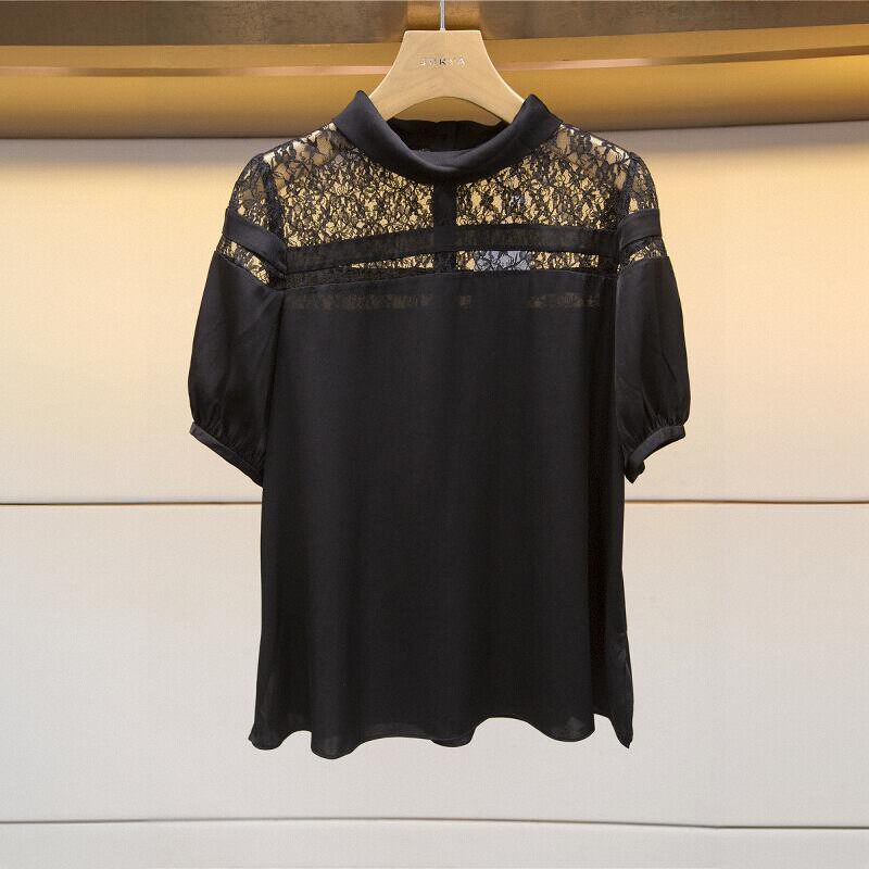 【特价】卡洛琳20夏季新品短袖蕾丝拼接上衣专柜正品M6202501