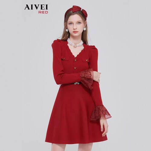 AIVEI/艾薇2022冬季针织连衣裙专柜正品P0660186-2380