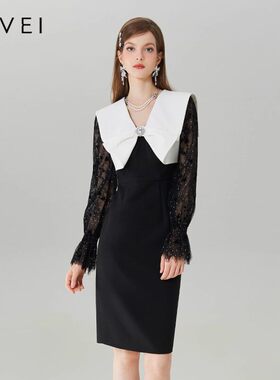 AIVEI/艾薇2023秋季气质通勤包臀连衣裙专柜正品Q056S012-1980