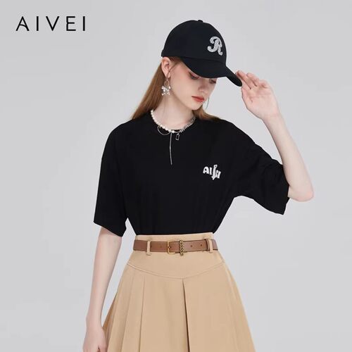 AIVEI/艾薇2023春季休闲短袖T恤上衣专柜正品Q016S023-1180