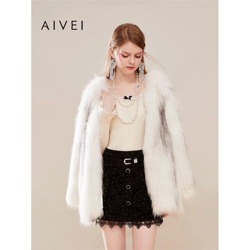 AIVEI/艾薇2023冬季皮草外套毛皮服装专柜正品Q0660062-6680