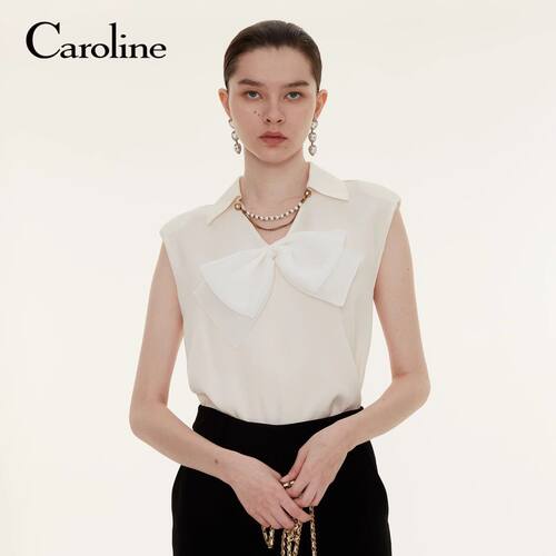 CAROLINE/卡洛琳2023夏季蝴蝶结无袖上衣专柜正品P621901C-2380