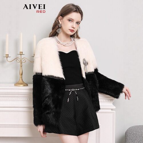 AIVEI/艾薇2022冬季新品皮草外套毛皮服装专柜正品P066S152-9980
