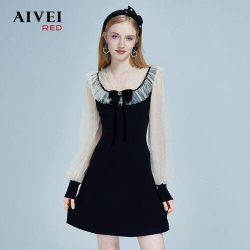 AIVEI/艾薇2022冬季新品针织连衣裙专柜正品P066S010-2380