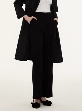 CAROLINE/卡洛琳2023春季简约黑色微喇裤子专柜正品P600601Z-2380