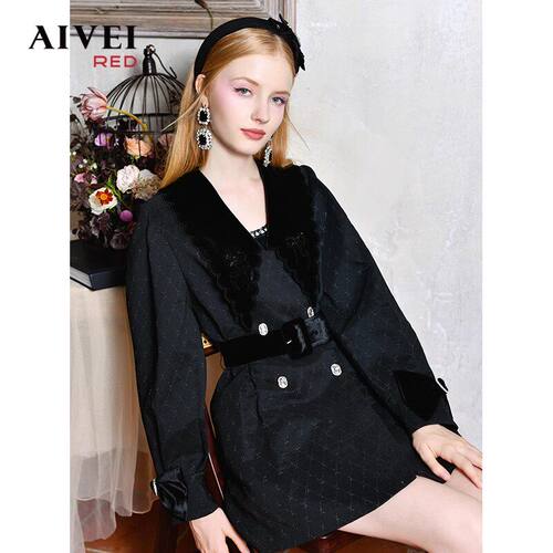 AIVEI/艾薇2022秋季新品尖领收腰小洋装外套P0560073-2380