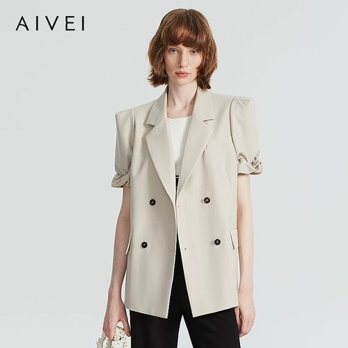 AIVEI/艾薇2023春季短袖西装外套上衣专柜正品P716901C-1880