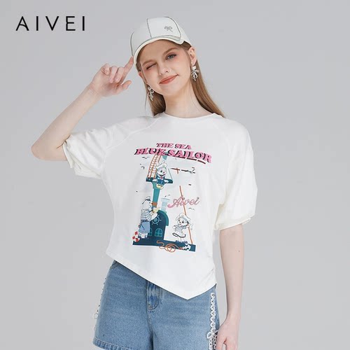 AIVEI/艾薇2023春季短袖T恤针织上衣专柜正品Q0160189-1180