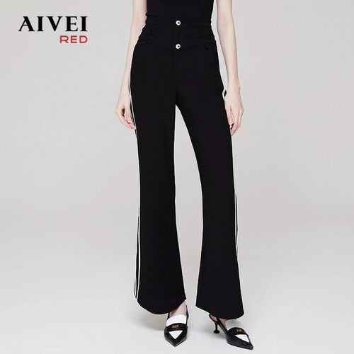 AIVEI欣贺艾薇夏季新品超高腰显瘦垂感休闲阔脚长裤女Q0360116
